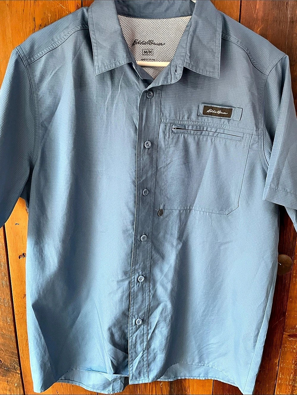 Eddie Bauer Men's Guide UPF Short Sleeve Shirt Blue Medium